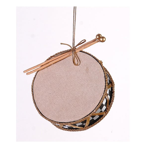 13Cm Black/Gold Drum Ornament 13Cm Black/Gold Drum Ornament