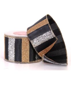 6.70 Black Gold Glitter Ribbon