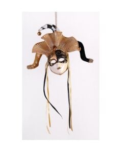 20Cm Black/Gold Harlequin Mask