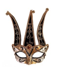 28Cm Gold/Black Half Mask
