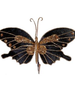 20 Black Butterfly W/Gold Glit