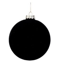 12Cm Glass Ball Velvet Black