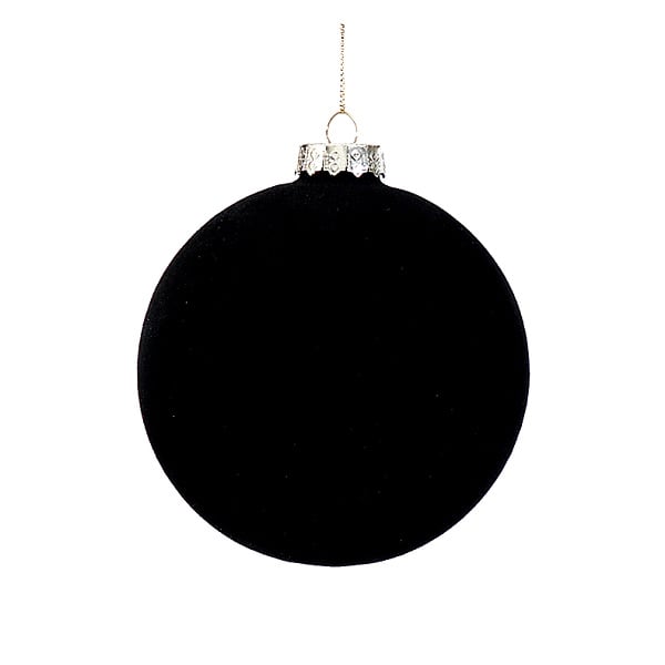12Cm Glass Ball Velvet Black 12Cm Glass Ball Velvet Black