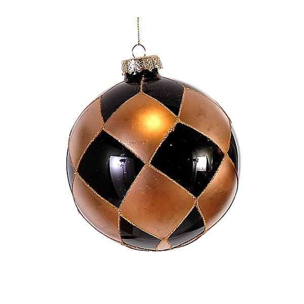 12Cm Glass Gold & Black Ball 12Cm Glass Gold & Black Ball