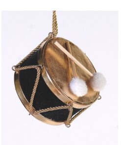 11Cm Black/Gold Drum Ornament