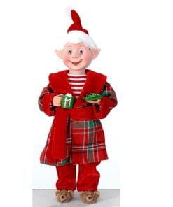 30Cm Standing Elf W/Coffee