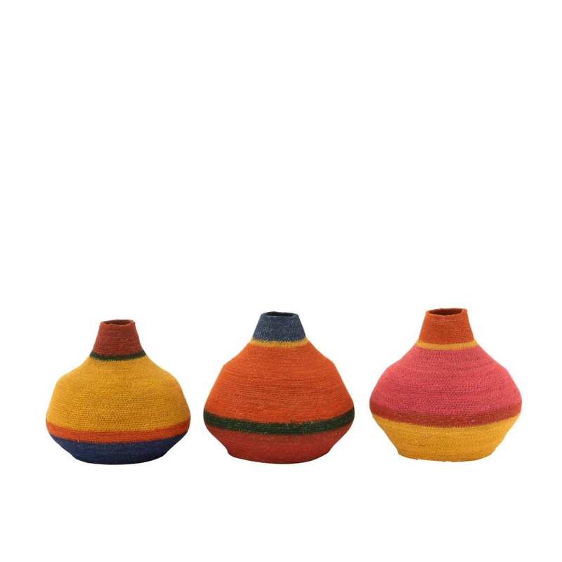 I127427 Vase Stripes Seagrass 3 Assorted