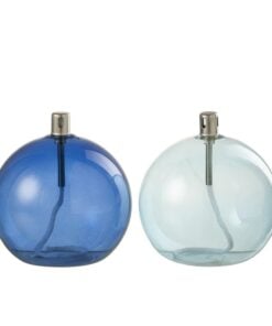 Oil Lamp Glass Blue 2 Assorted