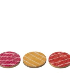 Set Of 4 Coaster Mango Woodd 3 Assorted