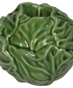 Candle Stick Cabbage Fine Earthenware Green