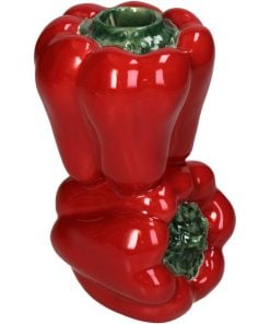 Candle Stick Bell Pepper Fine Earthenware Red