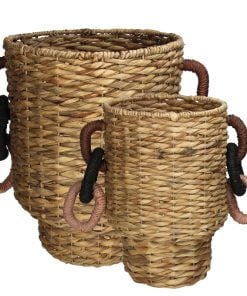 Basket Water Hyacinth Natural  S/2