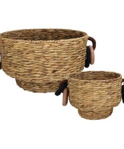 Basket Water Hyacinth Natural  S/2