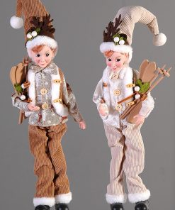 Hanging Elf Orn White Ski