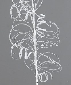 White Glittered Curly Branch