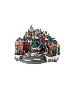 Village Train And Tree Animted