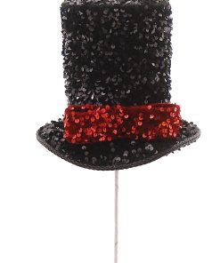 Branch W/Black Glittered Hat