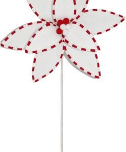 Branch Whte Flower Red Stripes