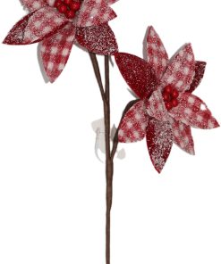 Branch Red&White Plaid Flowers