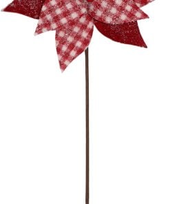 Branch Red White Plaid Flowers