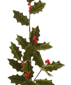 12/192- Green/Red Holly Spray