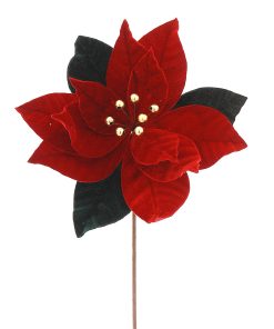 Branch W/Red Teal Poinsetia