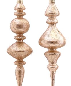 Glass Gold Finial Orn 2Asst