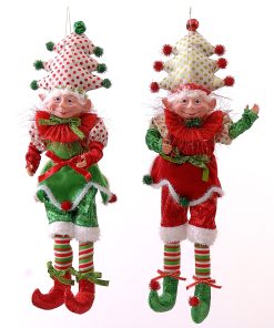 Red & Green Tree On Head Elves