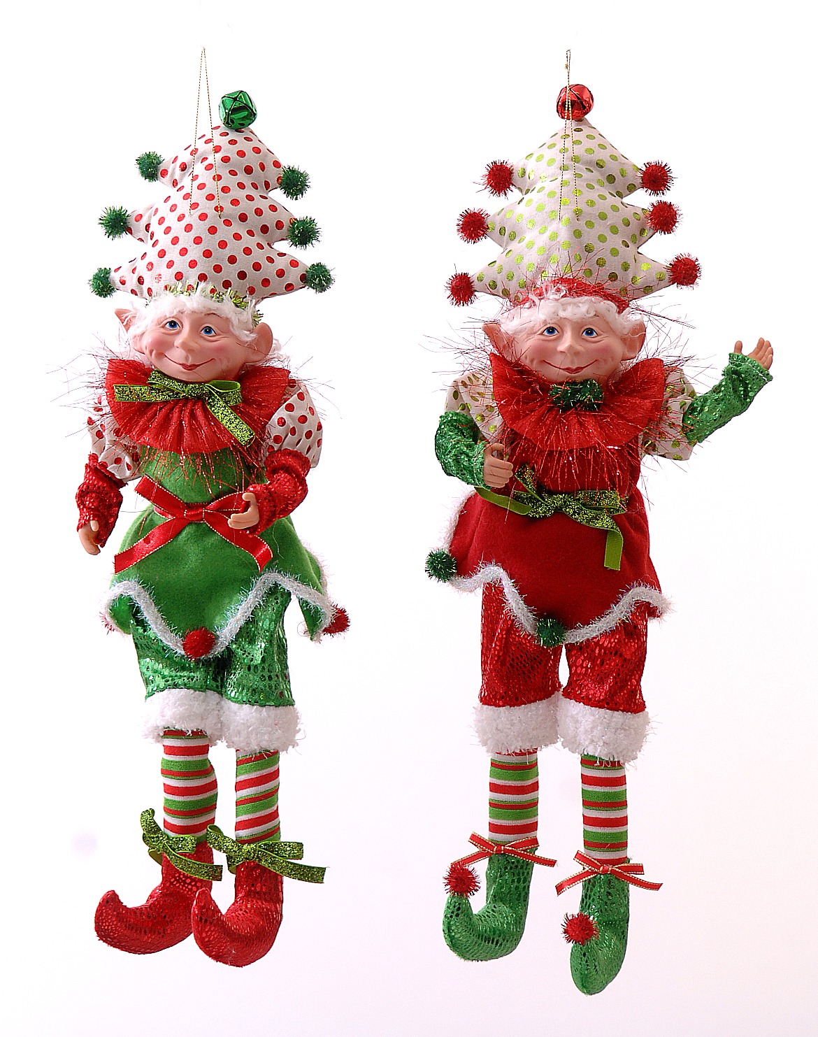 Red & Green Tree On Head Elves Red & Green Tree On Head Elves