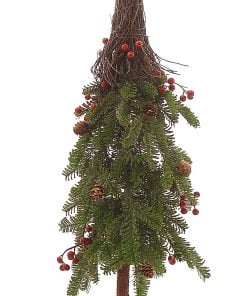 Burlap Tree W/Red Berries