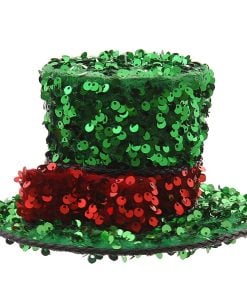 Green Hanging Tinsel Hat W/Red