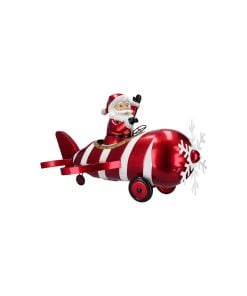 Santa In Plane Led Metal