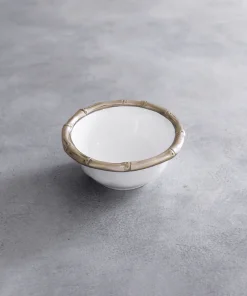 Thanni Bamboo Small Bowl White & Gold