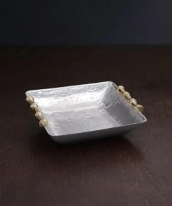Garden Bamboo Square Medium Bowl With Gold Handles
