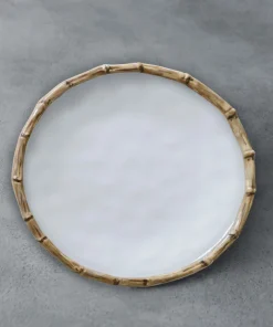 Vida Bamboo 9" Salad Plate Set Of 4 White & Natural
