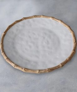 Vida Bamboo Round Platter White & Natural