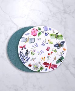 Vida Croc Reversible  15.5" Round Placemats Set Of 4 Butterfly
