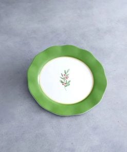 Vida Holly 11" Dinner Plate Set Of 4 Green & White