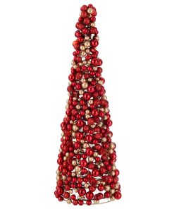 Cone Deco Balls Pl Red/Gold L