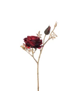 Branch Rose + Buds Pl Red/Gold