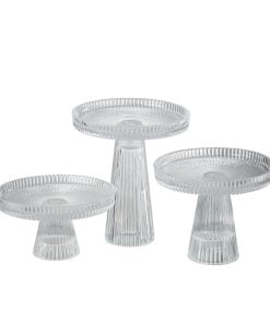 S/3 Cake Plate Nelly Gla Tr