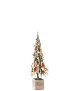 Xmas Tree+Led Art Snow Gn/Rd M