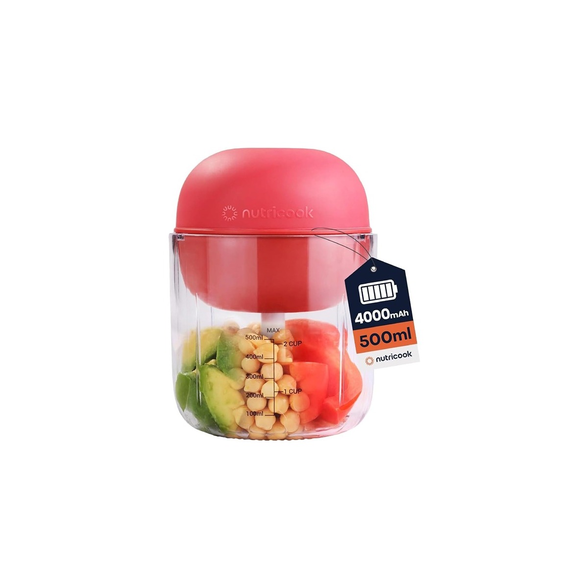 I130196 Nutricook Cordless Chopper Red
