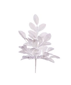 25 White Apple Leaf Glitter Bu