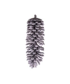9"  Snowy Glitter Pinecone Ornam