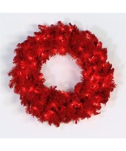 24 Flk Red Wreath Duralit Led