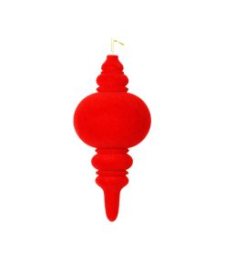 Red Flocked Finial Ornament 25Cm