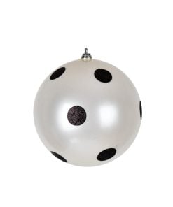 6" White Candy Ball Black Dots