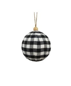 4" Black/White Plaid Cloth Ball