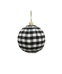 5" Black/White Plaid Cloth Ball